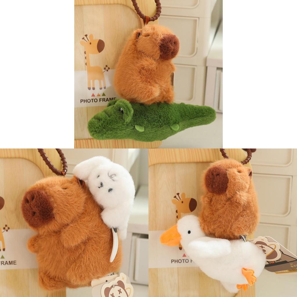 Delightful Capybara Plush Hanging Keychain Made From Luxurious Mink Plush Fabric