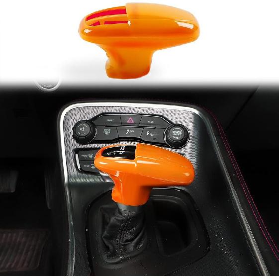 Voodonala For Challenger Charger ABS Carbon Fiber Gear Shift Shifter Knobs Cover Trim For 2015-2025+ Dodge Challenger Charger 2018-2025+ Durango