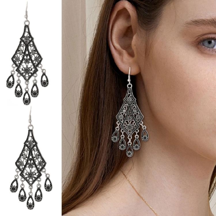 Chic Openwork Vintage Inspired Drop Earrings Lightweight Comfort Zinc Alloy Jewelry Gift for Her