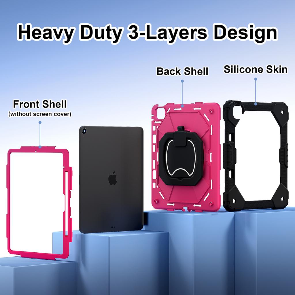 Stand Case for IPad Air 13 2026 M4 2025 M3 2024 M2 4 5 Pro 13 2025 M5 2024 M4 Rotating Handle Grip Rugged Cover Shoulder Strap