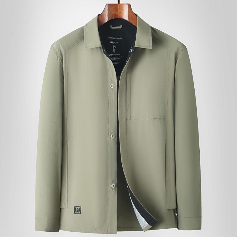 Spring and Autumn Lapel Shirt Edition Top Young and Middle-aged Light Luxury Business Leisure Army Green Jacket