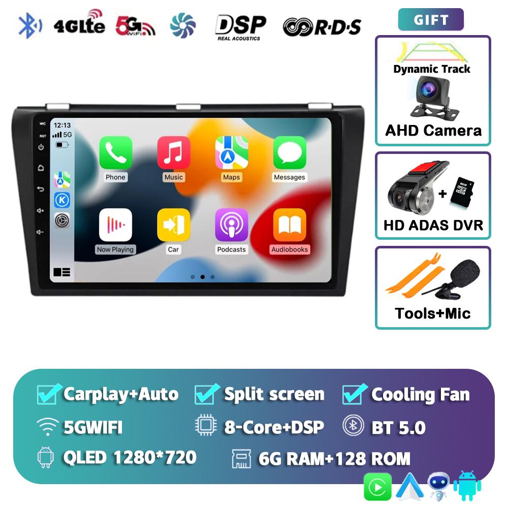Android 14 Carplay Auto Car Radio For Mazda 3 2004-2009 Multimedia Video Player Navigation Speakers Head Unit Stereo 2 Din Audio