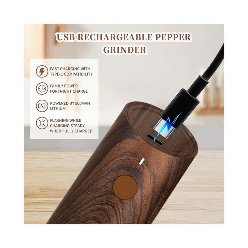 Electric Salt and Pepper Grinder Set-Automatic Pepper and Salt Grinder Refillable with 6Adjustable Coarseness Adjustable