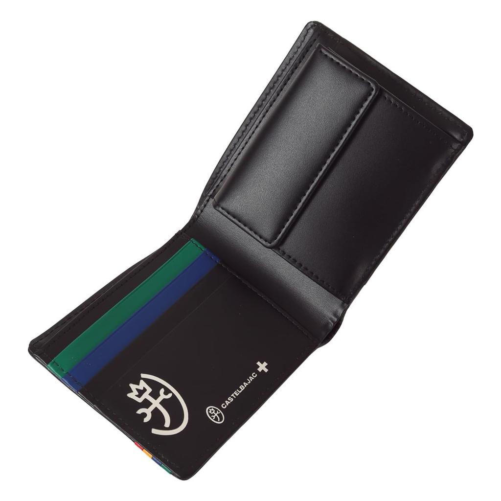 Castelbajac Bifold Mini Pressed Genuine Cowhide Casual Black Men's Wallet, Wallet, 057615, Leather, Style, [01]