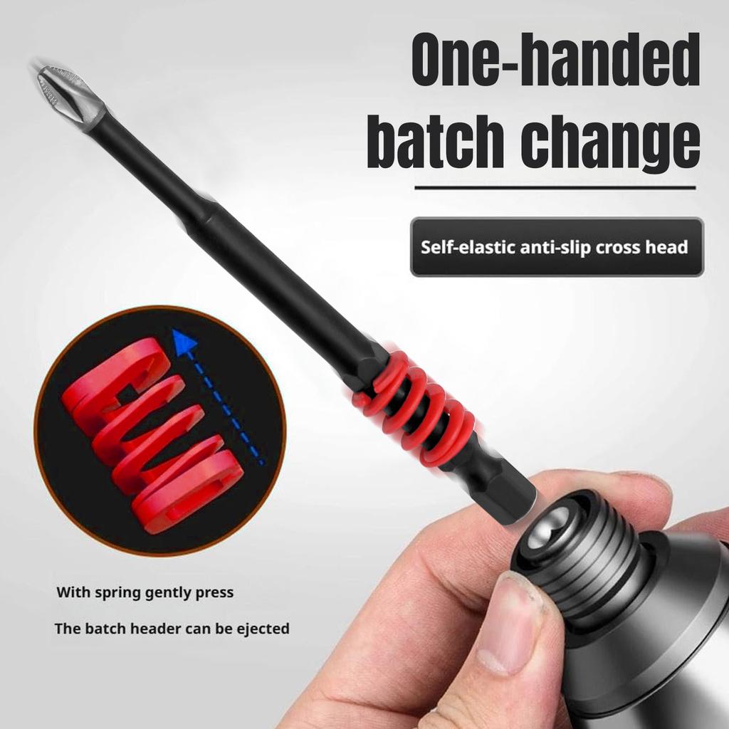 2Pcs 65/70/90/150mm Spring Magnetic Screwdriver Bits Hex Shank Phillips Anti-Slip Spring-Loaded Quick-Release Screwdriver Bit