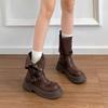 Fashion Women's Boots Fashion Retro Comfort Belt Fastener Lapel Women's Ankle Boots Chunky Platform PU Leather Knight Boots Botas Mujer