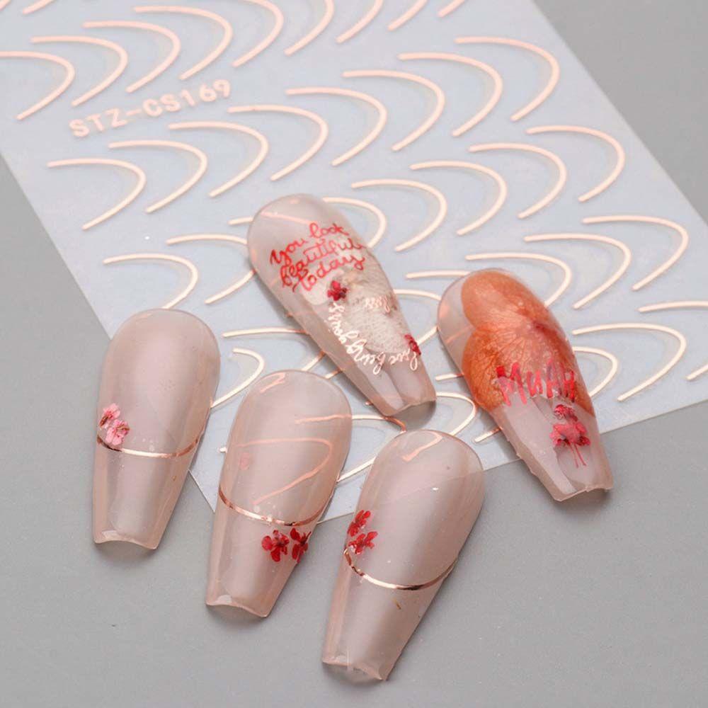 Sliders Geometric Pattern Manicure Nail Art Decoration 3D Lines Nail Sticker Stripe Nails Decals