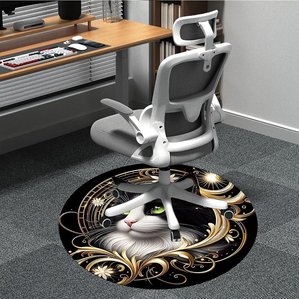 

1pc Cat Artwork Chair Carpet for Office, Soft, Non-Slip Polyester Mat, Office, Living Room, Bedroom, Durable Polyester yy251207106 80cm by 80cm