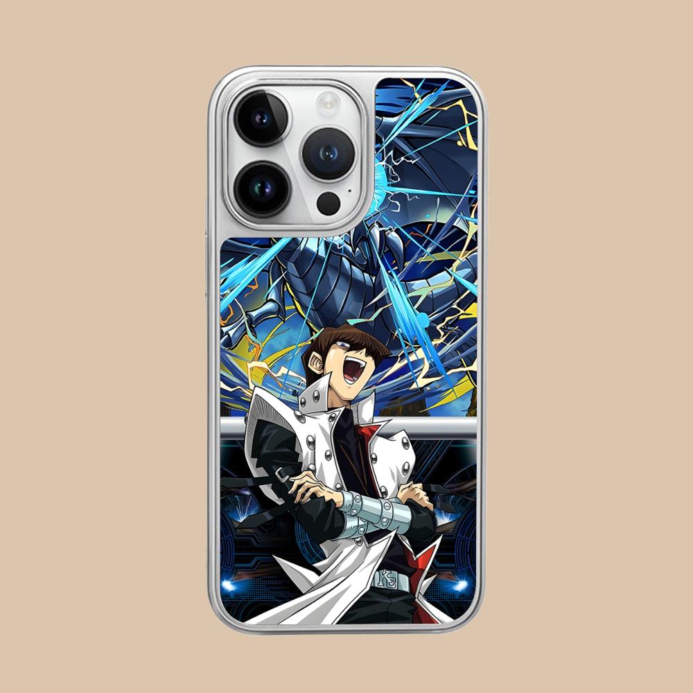 Yugioh Seto Kaiba Phone Case for iPhone 17 16 15 14 13 12 11 Air Pro Max Plus Electroplated Silver Cover