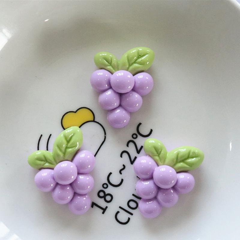 10Pcs New Cute Resin  Mini Cartoon Strawberry Cherry Grape Series Flat Back Parts Embellishments For Hair Bows Accessories
