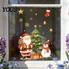 Indoor Outdoor Holiday Accents Cartoon Christmas Window Sticker, Removable Santa Snowman Tree Decal, Waterproof PVC Ornaments Static Cling Sticker