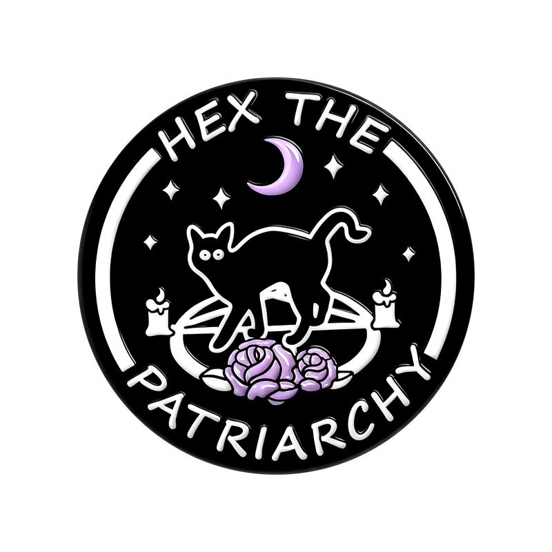 

Witchy Feminist Enamel Pins Exorcise The Patriarchy Brooches Lapel Badges Punk Gothic Jewelry Gift for Friends
