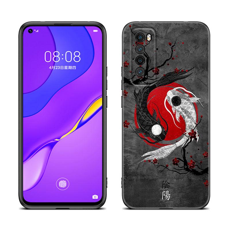 

Черний чохол для телефону з японським аніме Червоне Сонце для Huawei Nova 11 12 Ultra 9 10 SE Pro 11E 11i 12i Y70 Plus Y60 Y61 Y71 Y72 Y90 Y91 Huawei Nova Y91