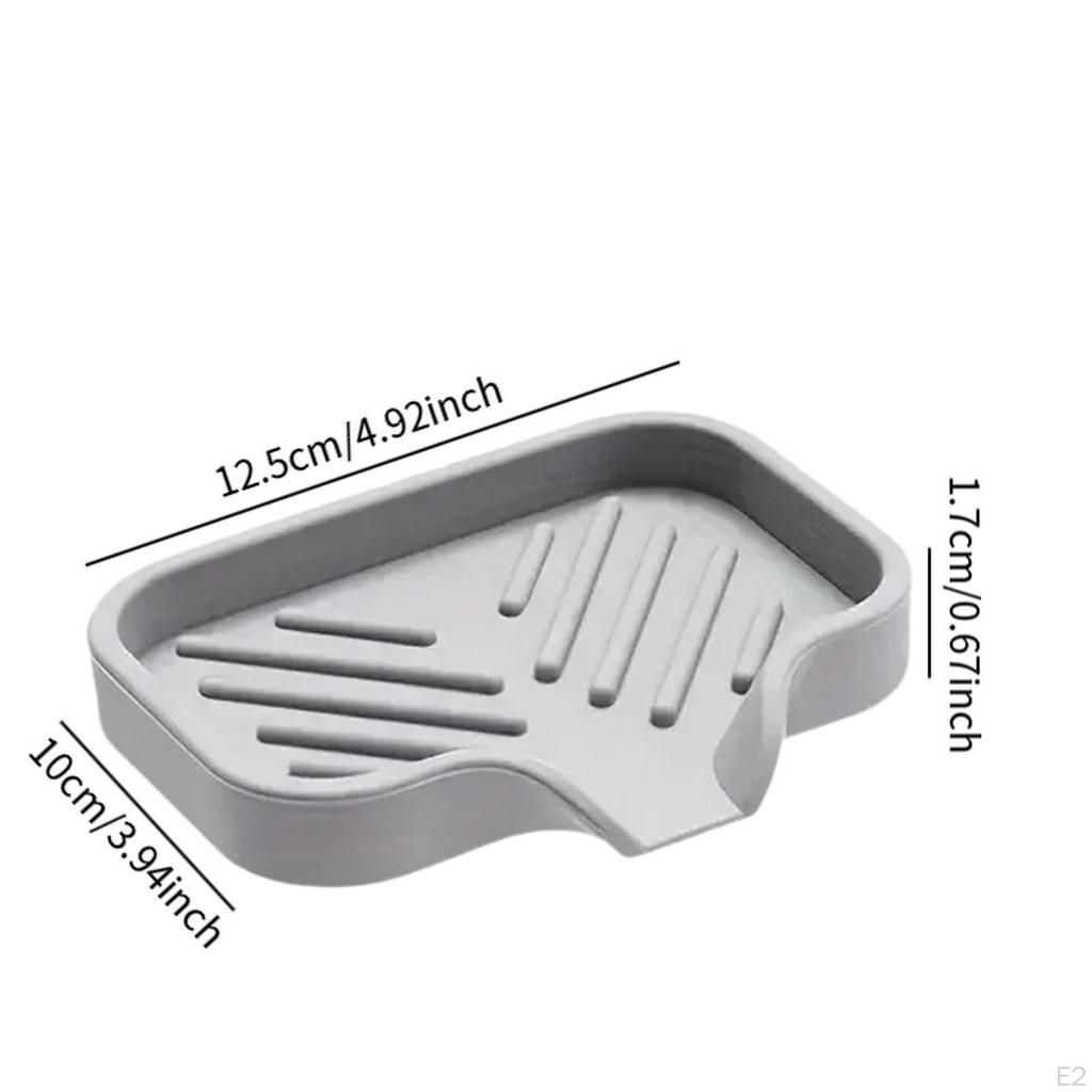Soap Dish Holder Sink Sponge Kitchen Tray Silicone for Countertop Shower