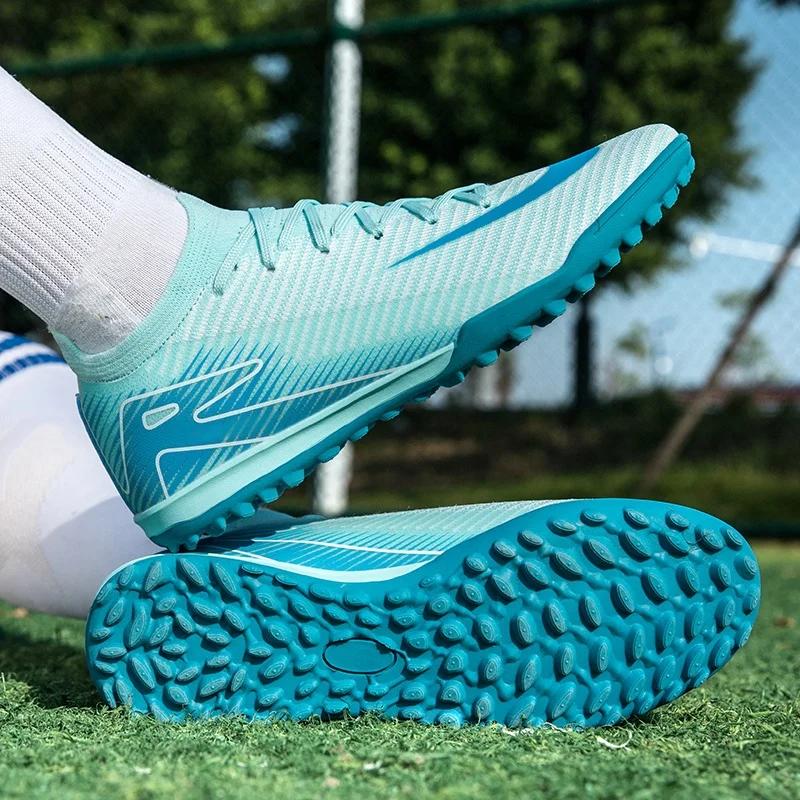 New Men Football Sport Boots Adult Athletic Soccer Shoes for Cleats Training Boys Outdoor Long Spikes Non Slip Breathable Match Comfortable