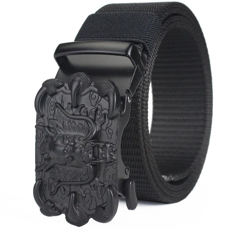 Belt, Men's Automatic Buckle Toothless Business Casual Men's Belt, Young People's Personality Trendy Nylon Canvas