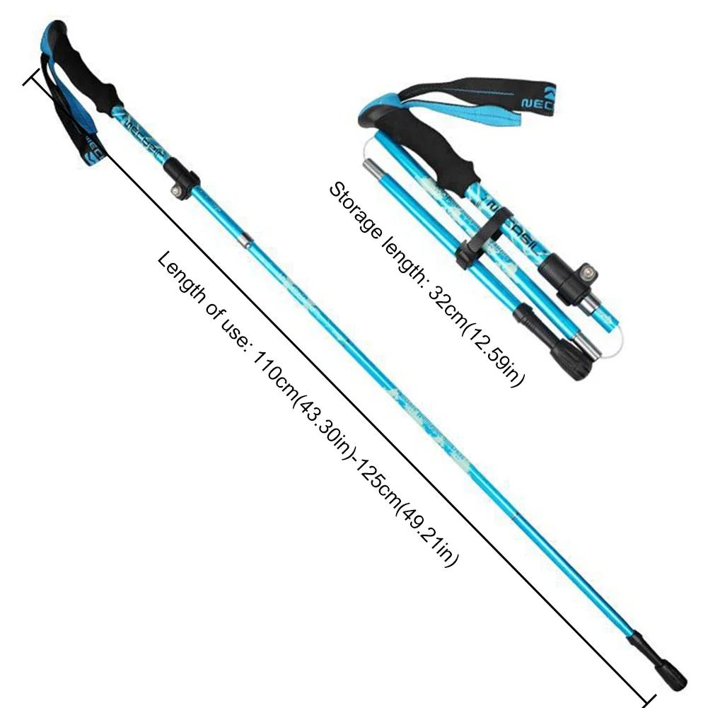 5-Section Outdoor Climbing Poles Aluminium Alloy Telescopic Travel Hiking Stick Non-Slip Handle Lightweight Mountaineering Tools