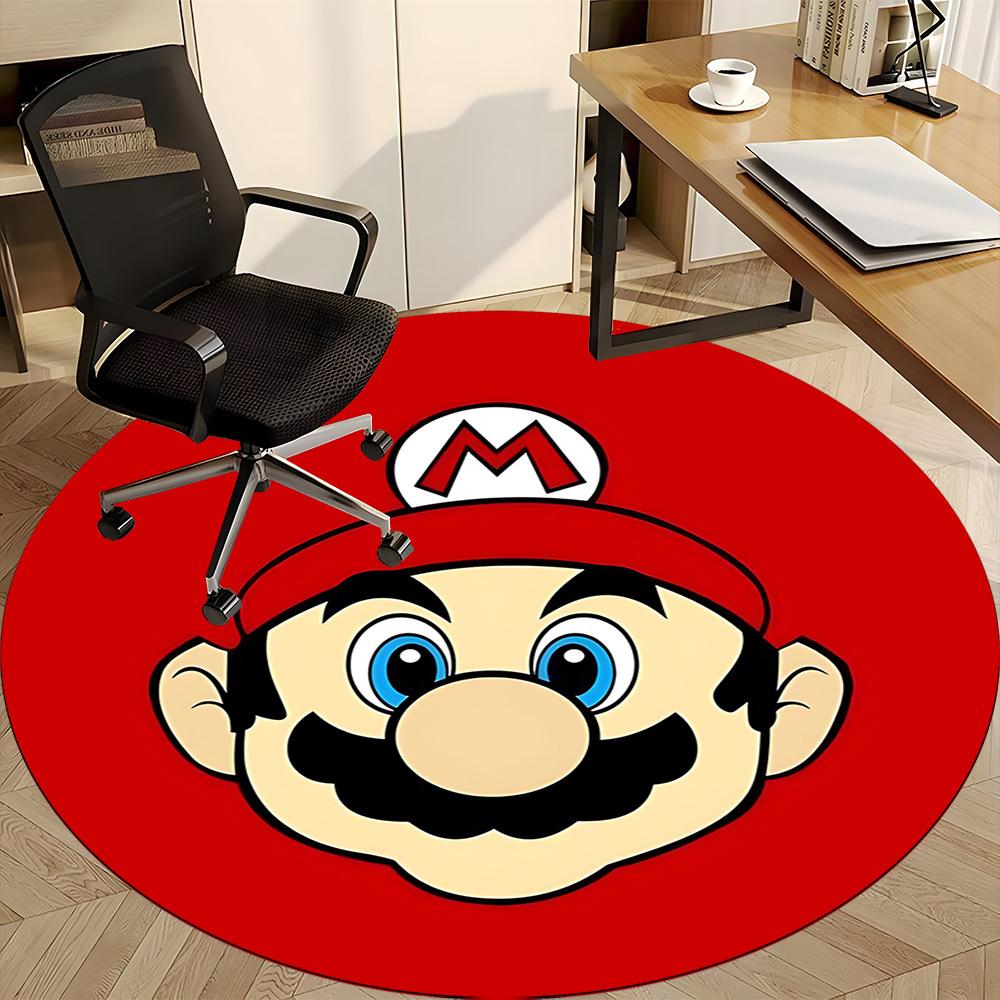 1pc Mario Red Office Round Area Rug, Indoor Mat Suitable For Office,Bedroom Living Room Home Decor, Room Deco A0926030