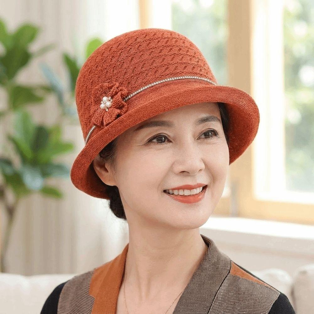 Elegant Middle-aged Mother Hat Polyester Bucket Hat Artistic Sun Hat Casual Streetwear