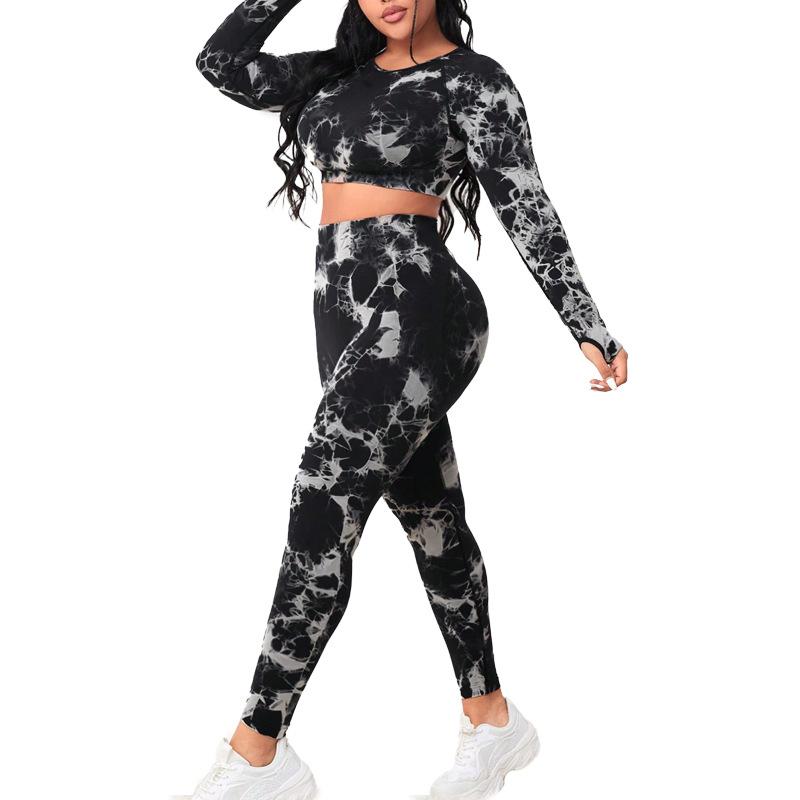 

Seamless Yoga Suit Two-Piece Set, High Waist And Hip Lifting Tie Dye Fitness Sportswear Set For Women XL