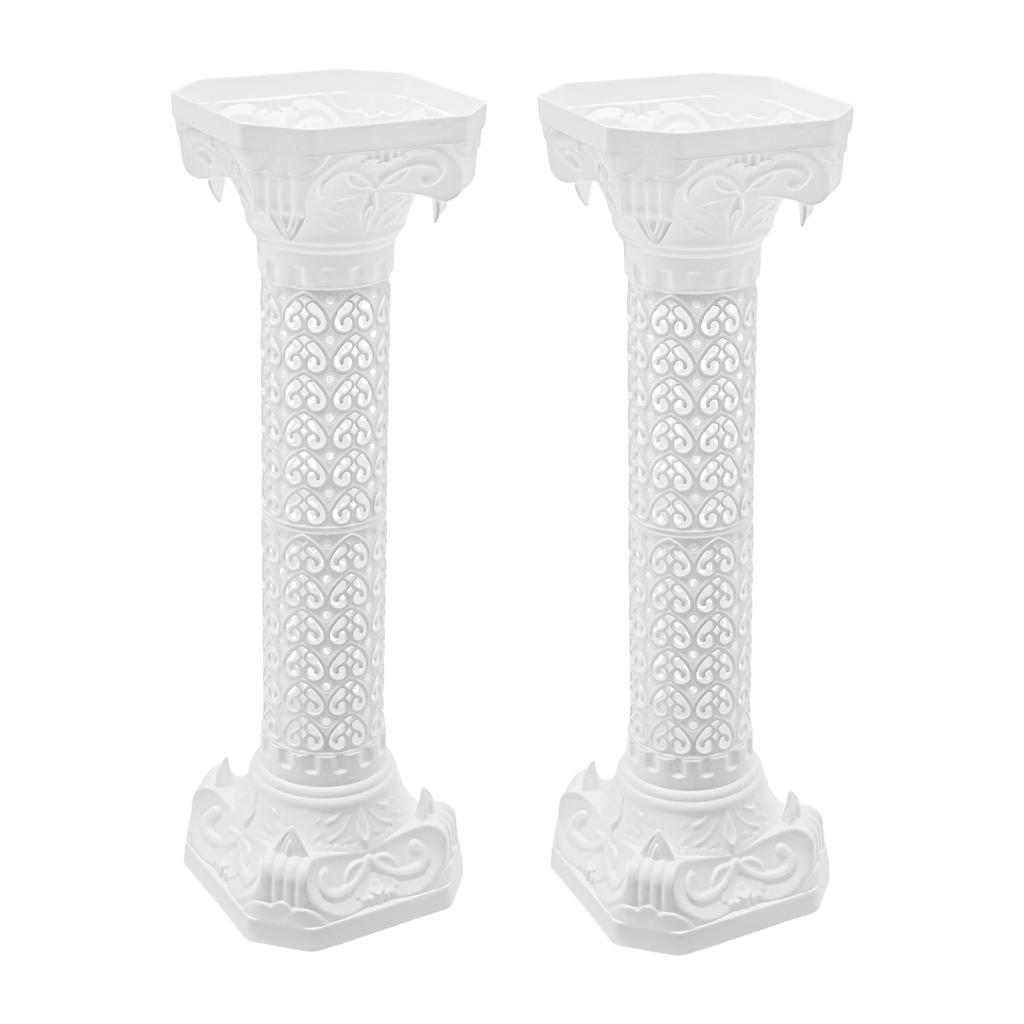 2Pcs White Roman Pillars European Style Wedding Arch Column for Party Garden Decor Centerpiece Heart Pattern