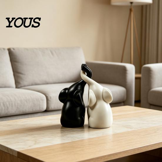 Elegant Animal Figurine Elephant Figurines Loving Gifts for Couples, Wedding Anniversary Modern Sculpture Ornament Nestling Elephants Statue
