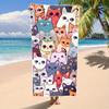 Cat 1pc Cat Cute Cartoon Pattern Beach Towel, Large Soft Absorbent Sun Protection Lightweight Towel for Beach Shower Swimming