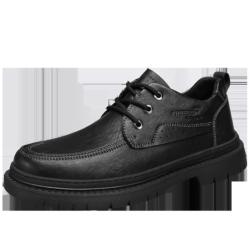 

Мужские ботинки, осенняя кожаная повседневная обувь с высоким берцем, модная хлопковая обувь, ботильоны на плоской подошве, деловая уличная обувь, мужские кроссовки, новые 45 чёрный