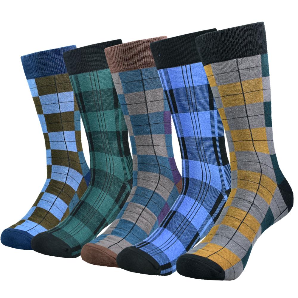 Men's Cotton Black Patterned Happy Colorful Funny Stylish Casual Business Dress Socks