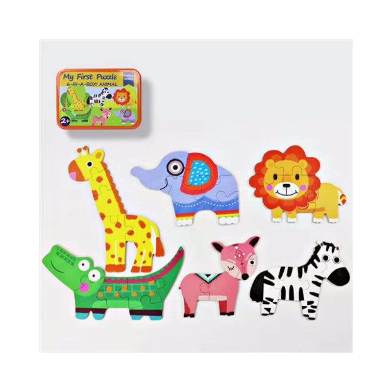

Детские пазлы Игрушки Игры Железный ящик Мультфильм 3D Животные Деревянные пазлы Для детей Монтессори Ранние развивающие игрушки Подарки для детей