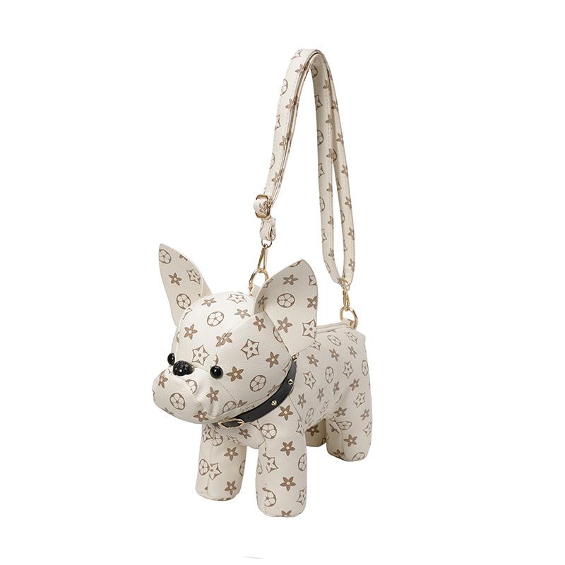 Exquisite cartoon printed dog magic fight creative contrasting color women's small square bag new literary women's shoulder messenger bag