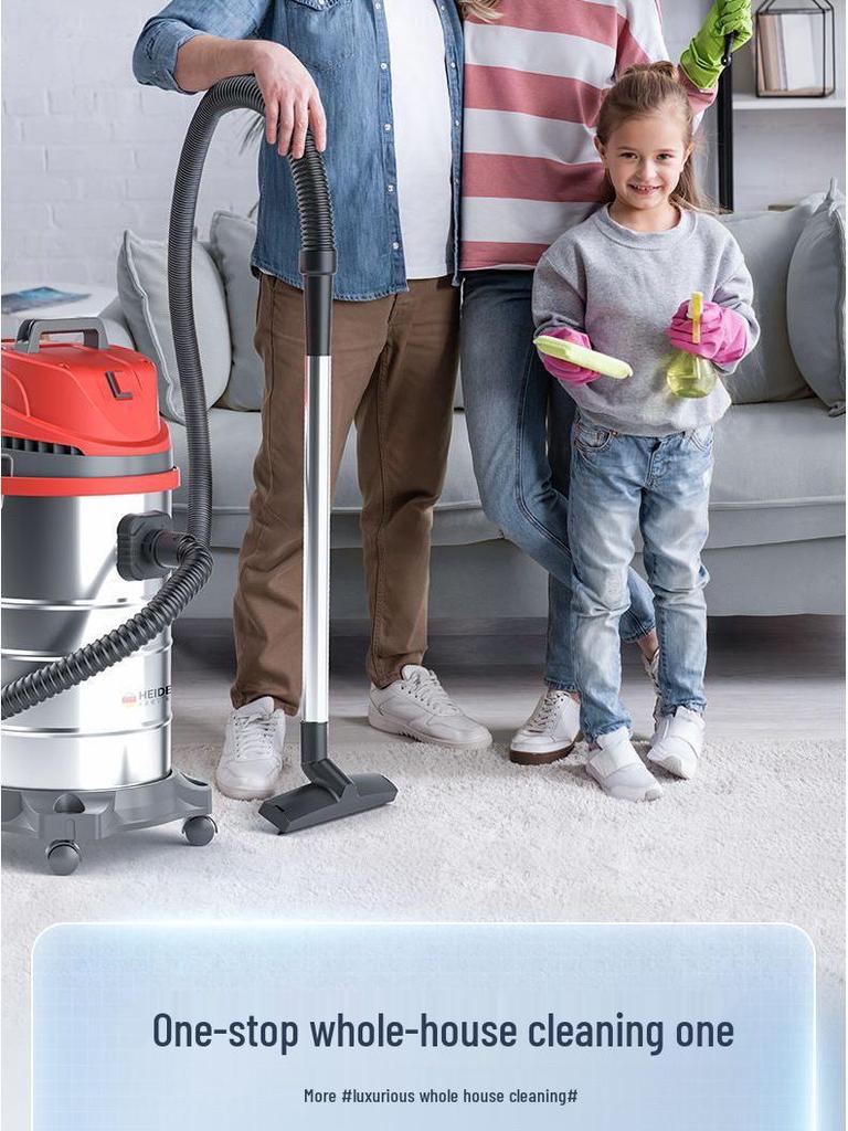 German High-Power Vacuum Cleaner: Household & Commercial Wet/Dry Use, Powerful Suction, Bucket Type