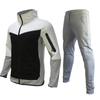 Men's Colorblock Zipper Sweatshirt Hoodie Men's Sports Large Size Casual Sweatshirt And Trousers Set
