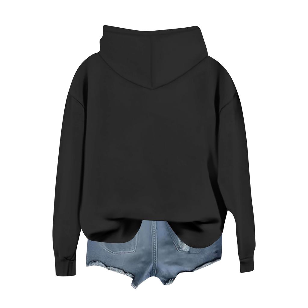 Kvinners uformelle motetrykk Langermet sweatshirt med hette
