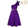 Plus Size Women's One-Shoulder Bow Evening Dress - Summer Fashion African Style