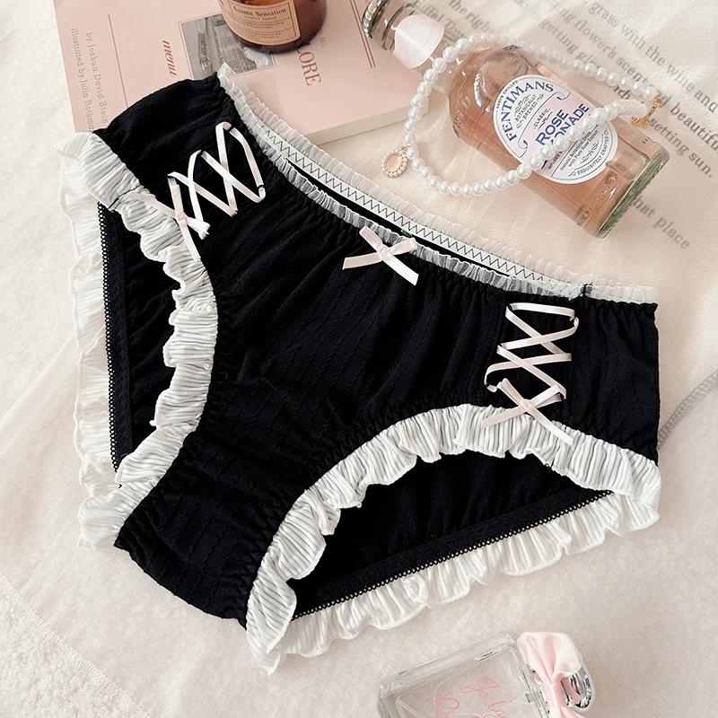 

Cotton Lolita Plus Size Womens Underwear High Waist Sexy Pure Desire Panties Full Cotton Gusset New Design XXL чёрный