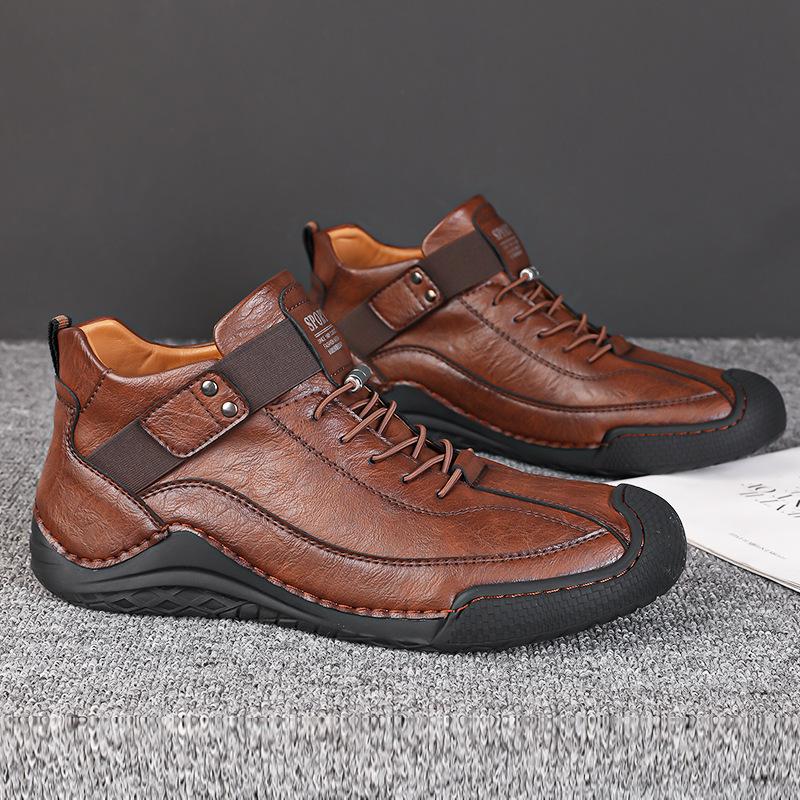 Men's Genuine Leather Soft Sole Casual Shoes - Autumn/Winter Large Size, Handmade and Comfortable.