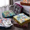 Retro Thicken Square Chair Cushion Soft Dutch Velvet Printed Butt Pad Portable with Handle Outdoor Garden Seat Cushions 40x40cm
