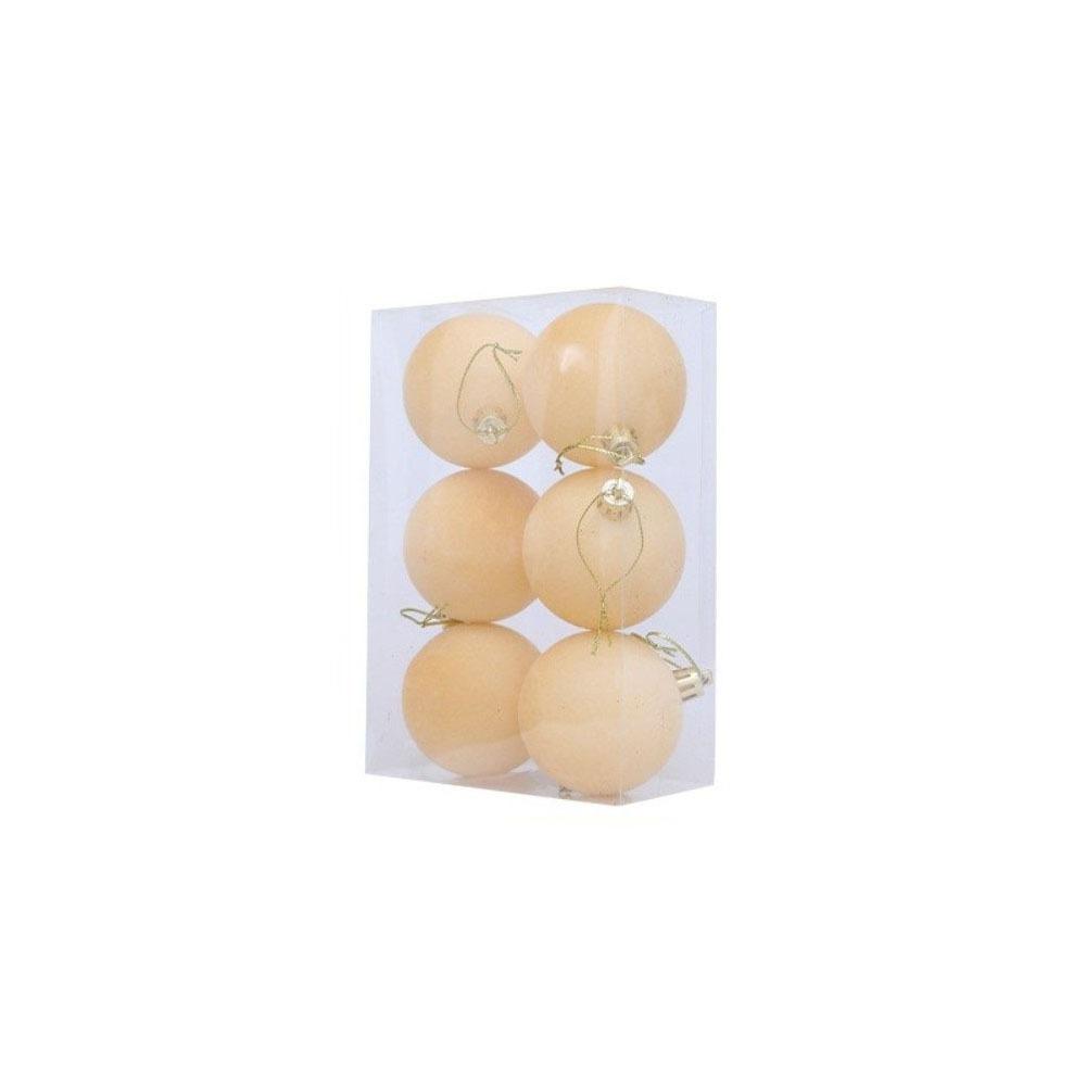 6Pcs/set Shatterproof Flocked Christmas Ball Pendant Xmas Tree Hanging Ornament  Home New Year Decor