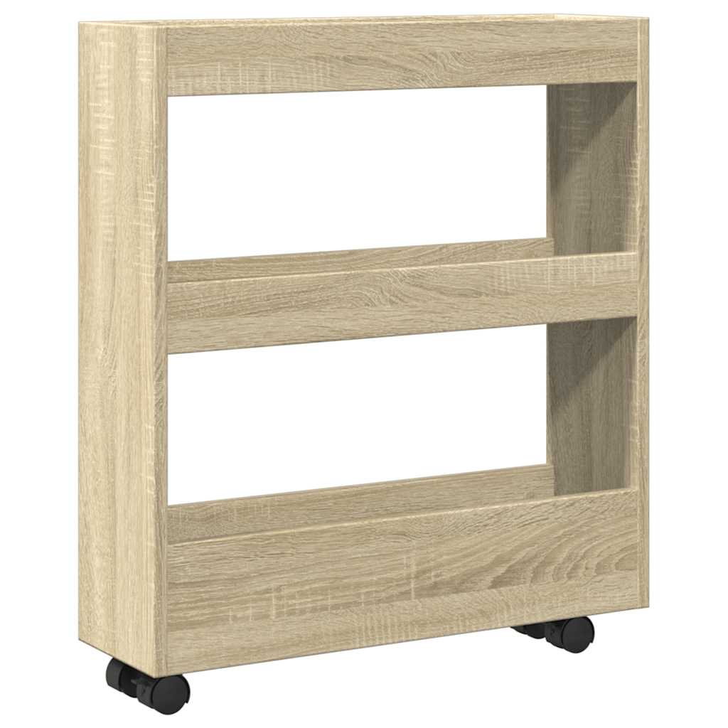 Narrow Storage Cart 3 Tiers Sonoma Oak Engineered Wood