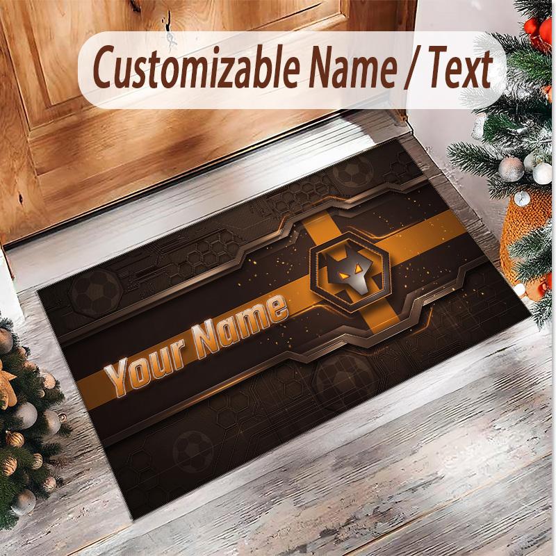 Personalized Crystal Velvet Carpet Wolverhampton Wanderers Football Pattern Non Slip Floor Rug