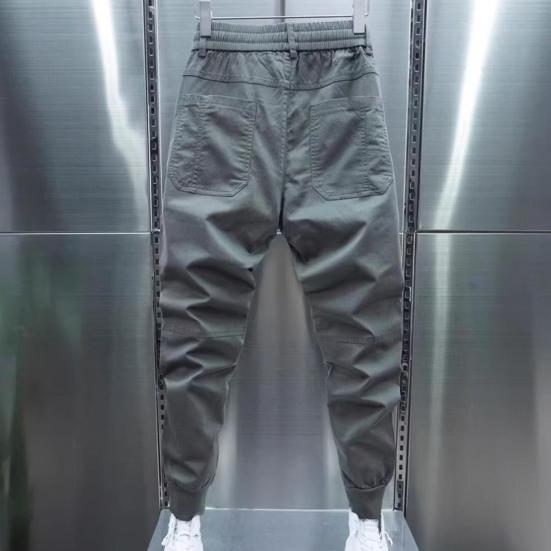 Pánské Cargo Kalhoty Volné Stahovací šňůrka na kotníky Pružný pas Jednobarevné Více kapes Fitness Streetwear Outdoor Cestování Sportovní kalhoty