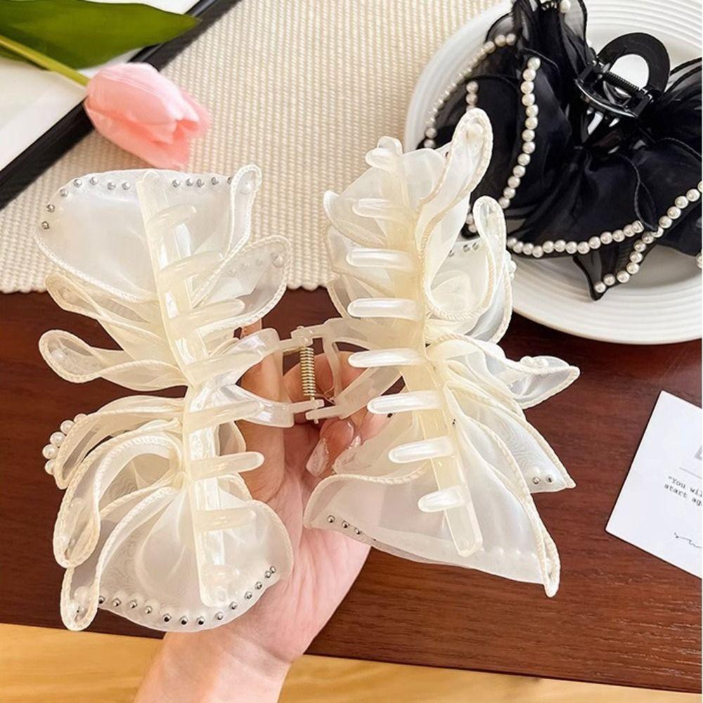 Agrafă de păr cu nod și fundă, agrafă mare cu rechin, gheare de păr la modă pentru femei și fete