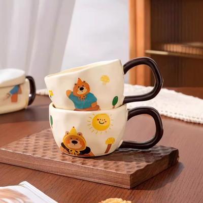 Cute and Cute Cartoon Bear Cup Ceramic Mug Household Coffee Water Cup Breakfast Cup Couple Drinking Water Cup