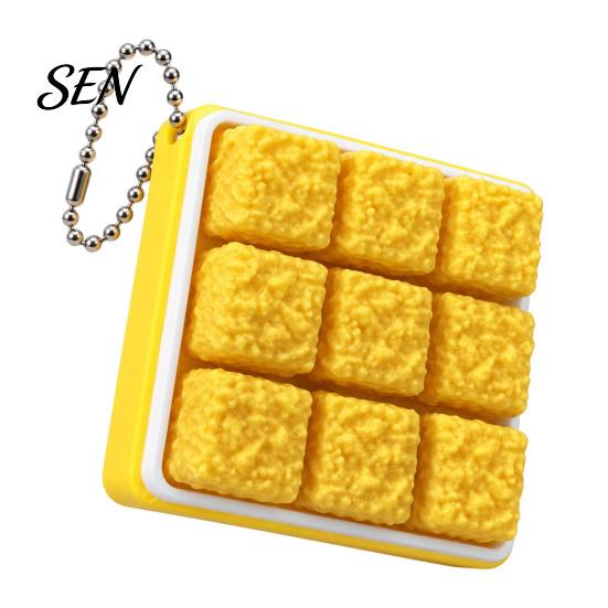 PLA 3D Printed Pendants 9-Square Fidget Clicker Toy, Simulation Fruit Cookie Pressing Portable Desk Fidgets Keychain, Click Stress Relief Desktop