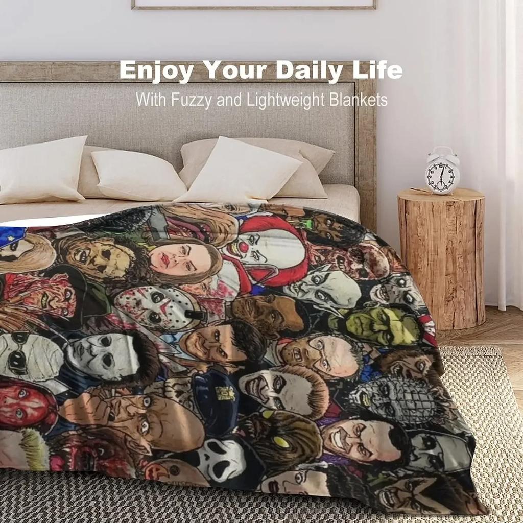 Travel Michael Halloween Myers Throw Blanket, Plush Microfiber Halloween Blankets and Throws for Sofa, Thick Air Conditioning
