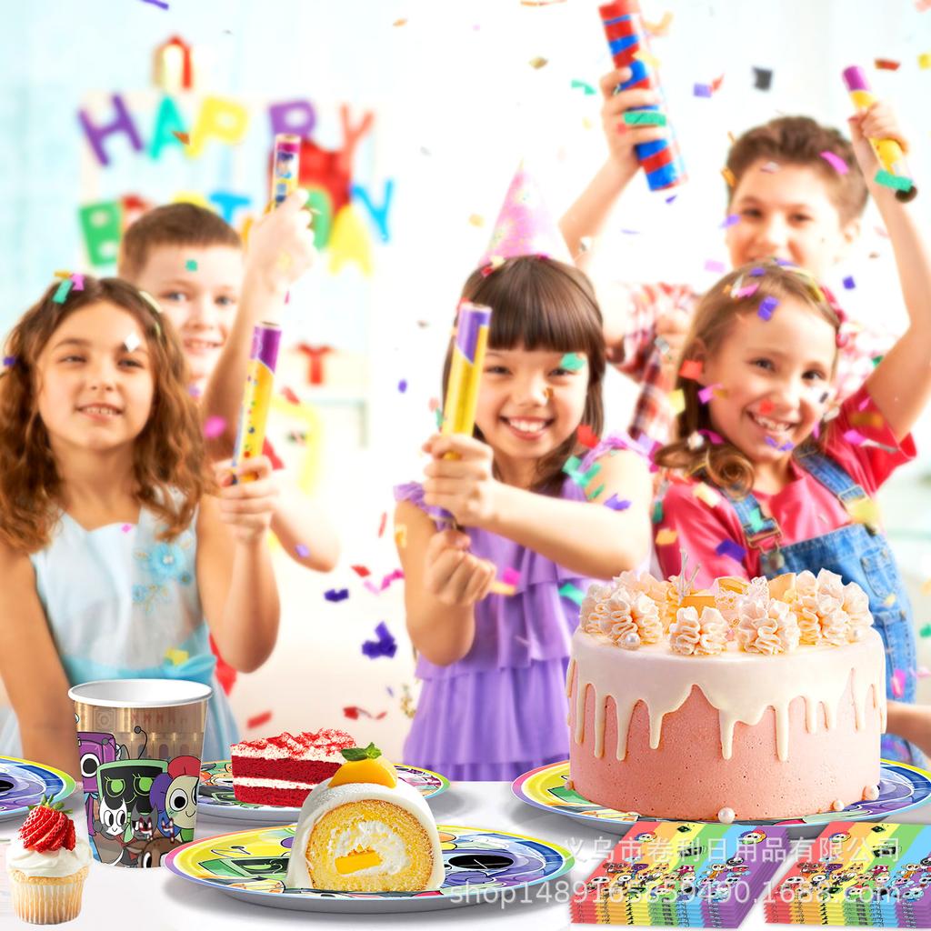 Game DANDYS World Theme Birthday Party Supplies Decoration Disposable Tableware Dandy's DIY Balloon Plate Cup Backdrop Kid Gift
