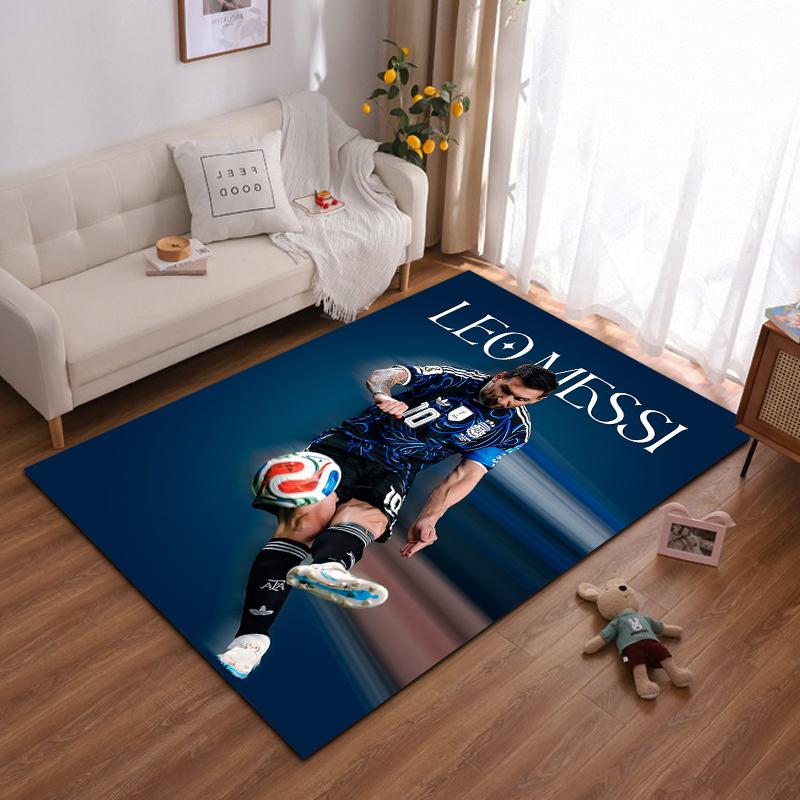 Blue Football Player Action Design Rug Non-slip rug suitable for living room and bedroom sofas sofas