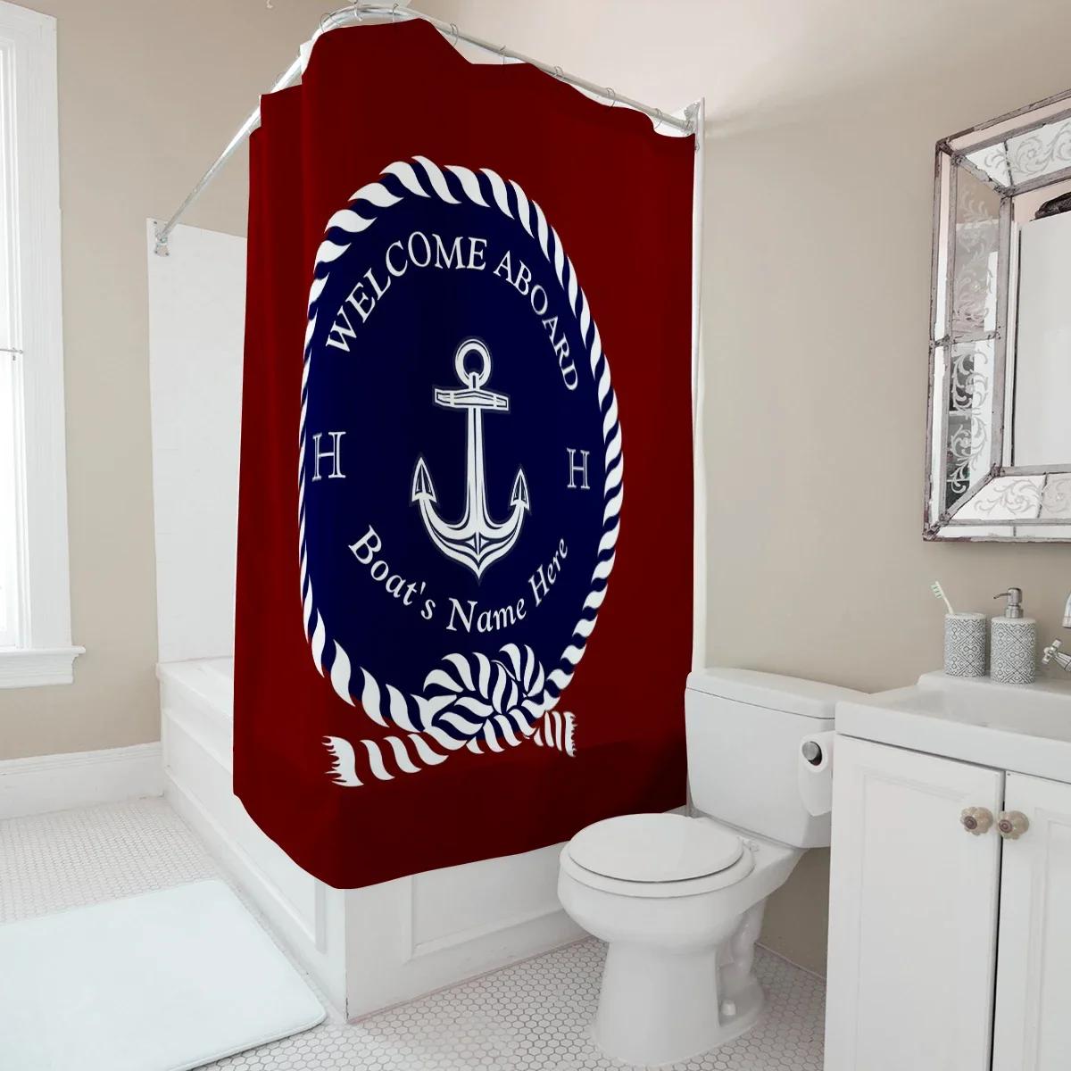 

Nautical Shower Curtain Anchor Design Waterproof Fabric Bathroom Decor Ocean Themed Bath Curtain W60H190(CM)-1 Pcs