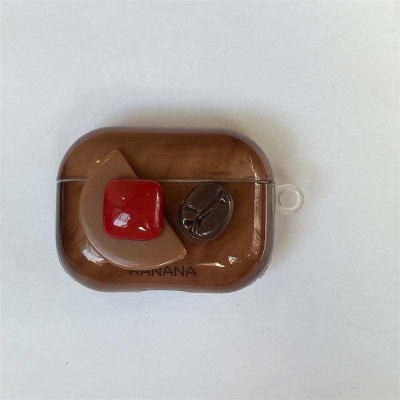 Smudge three-dimensional geometry coffee beans for AirPods 1 apple bluetooth wireless headset cover 1/1 generation pro1 women